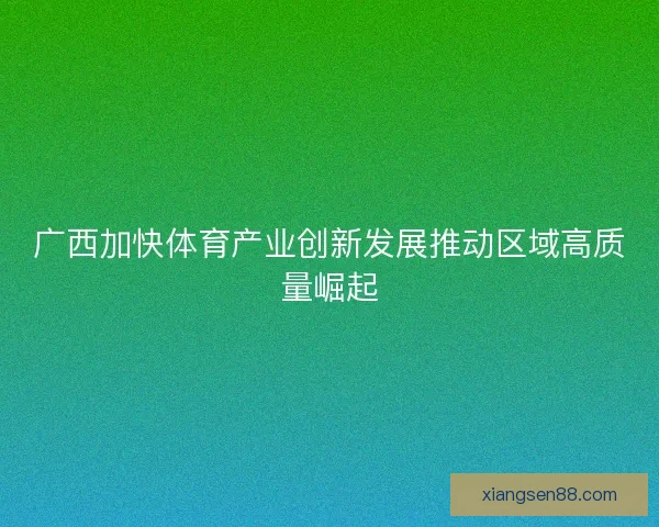 广西加快体育产业创新发展推动区域高质量崛起
