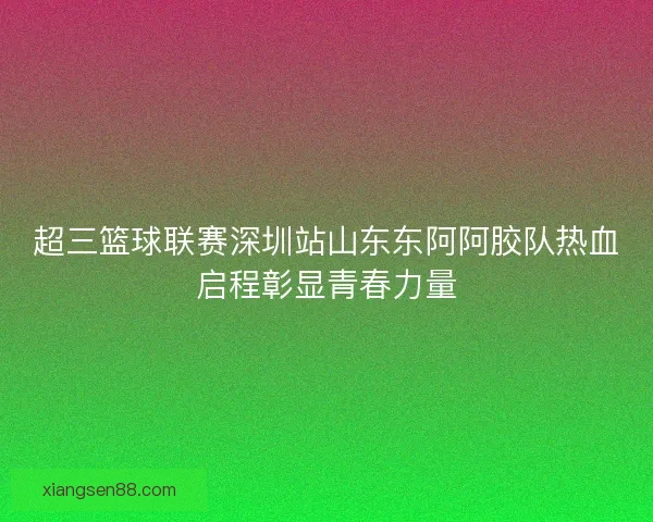 超三篮球联赛深圳站山东东阿阿胶队热血启程彰显青春力量