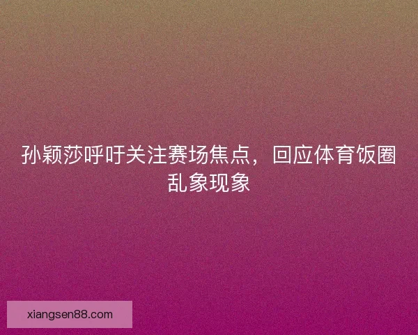 孙颖莎呼吁关注赛场焦点，回应体育饭圈乱象现象